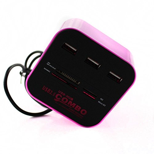Image of Storin All in One Combo Card Reader & 3 Port USB 2.0 Hub (Pink)