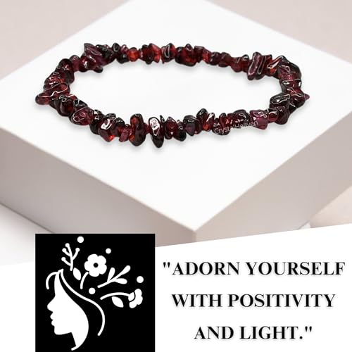 Image of Certified Garnet Bracelet for Women Men with Healing Crystal and Reiki Stone - Beautiful Gemstone Beaded Bracelet for Balance, Harmony & Positive Energy (Chips Stone Beads)