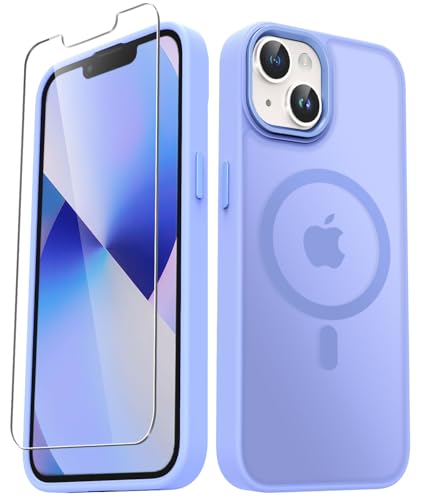 Image of for iPhone 14 Plus Case, Matte Magnetic Phone Case, Lavender Purple | Fit for Magsafe, Screen Protector Included, Translucent Frosted Slim Shockproof Protective Cover