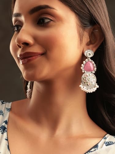 Image of Rubans Jhumka Earrings for Women & Girls | Wedding Jhumki Traditional Fashion Oxidised Ethnic Designer Jewellery Statement Gift
