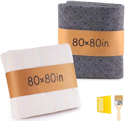 Riiai 80 x 80 Rug Tufting Cloth Kit: Overlocking Primary Tufting Cloth with Marked Lines & Rug Backing Non-Slip Rug Pad Fabric Professional Tufting Supplies