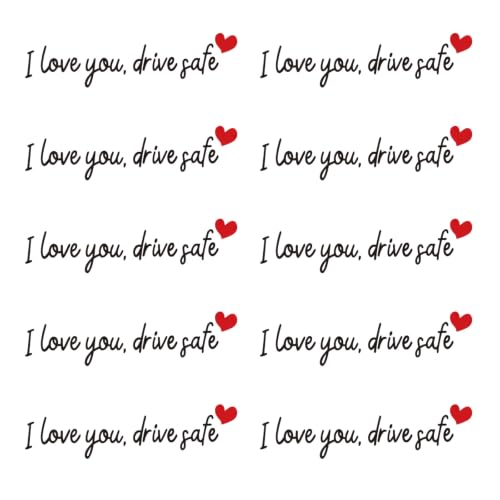 Image of Gosknor 10pcs I Love You Drive Safe Rearview Mirror Decal, Drive Safe Sticker Rear View Mirror Sticker Vinyl Car Vanity Decoration (Black)