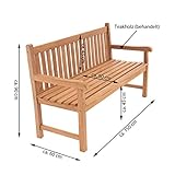 Divero 3-Sitzer Bank Holzbank Gartenbank Sitzbank zertifiziertes Teak-Holz behandelt hochwertig massiv - 4
