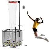 Jasdego Pro Volleyball Setter Training Equipment Volleyball Setting Trainer Practice Net with 2 Target Hoop Size & 6 Angles & 13 Height Adjustment Ball Collection Bag Indoor Outdoor Practice
