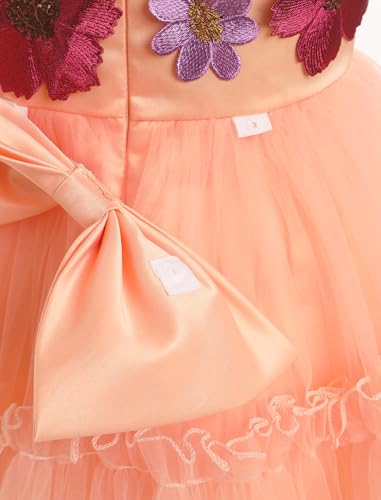 OBEEII Toddler Girls 3D Flower Tulle Dress Wedding Flower Girl Dress Birthday Party Formal Baptism Pageant Ball Gown3