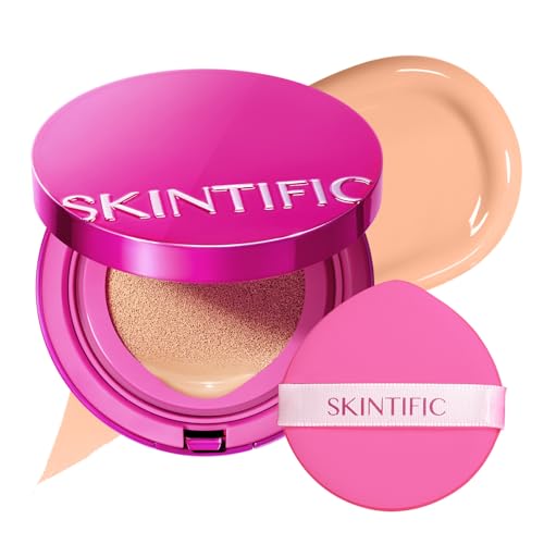 SKINTIFIC Cover Glow Perfect Cushion Foundation – Natural Radiant Finish, Medium-to-High Buildable...