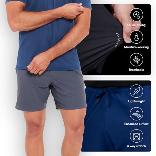 Athletic Gym Shorts Men 4 Way Stretch Fabric - 5 inch Inseam, Quick Dry, Perfect for Workout, Running & Sports2