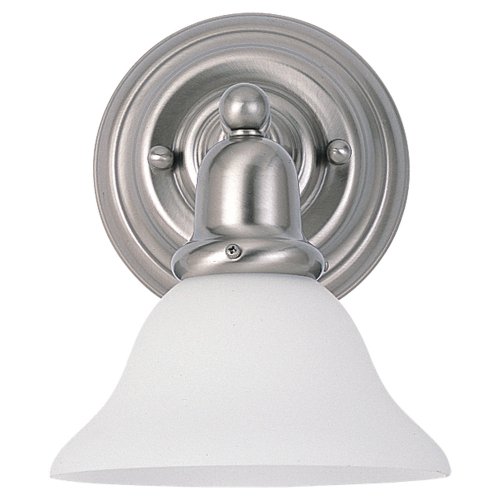 Exclusive Discount 90% Price Sea Gull Lighting 44060-962 Sussex Collection One-Light Wall Sconce, Brushed Nickel Finish with Satin White Glass