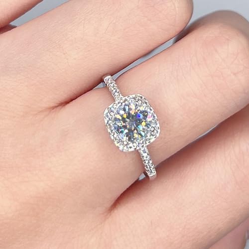 Moissanite Rings for Women - Engagement Ring, 925 Sterling Silver, 1CT Round Cut, Promise Anniversary Ring, D Color, GRA Certified, Promise, Wedding, Anniversey Jewlery2