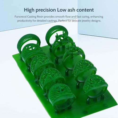 Image of 3D Printer Resin, Castable 3D Printer Resin Easy to Print & Burn, Photopolymer Resin for DLP /LCD 3D Printers, Low Ash Content & High Precision for Jewelry and Metal Casting(Green, 1kg)