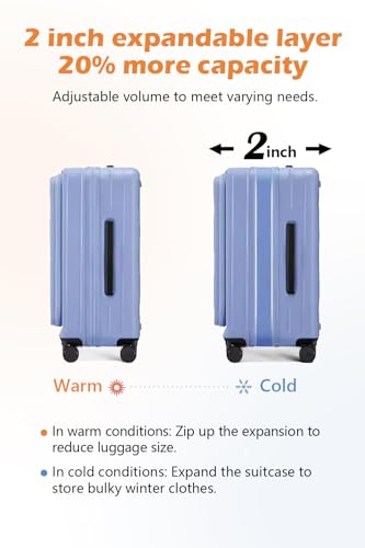 HotWay 24 Inch Expandable Checked Luggage with Cup Holder, Hardside TSA Approved Luggage with Spinner Wheels, Top Opening Suitcase For Travel, Black3