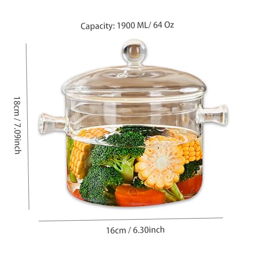Cacerola de vidrio borosilicato de 1.9 L resistente al calor para sopas 6