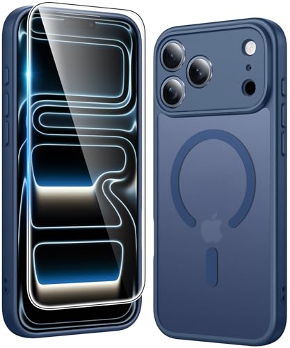 Image of FNTCASE for iPhone 17 Pro-Max Case: Matte Magnetic Phone Cases with Screen Protector Compatible with Magsafe Slim Anti Yellowing Rugged Shockproof Protective Translucent Cell Phone Cover