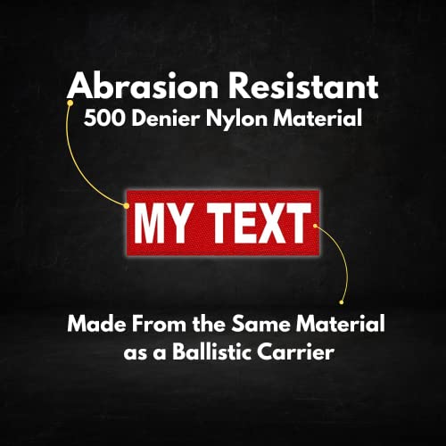 Custom Hook & Loop Patches, Tactical ID Police Patch for Vest, Sheriff, Security, Molle, Military, Backpack, Duty Bag, K9 Dog Harness, Morale (6 x 2, Red)