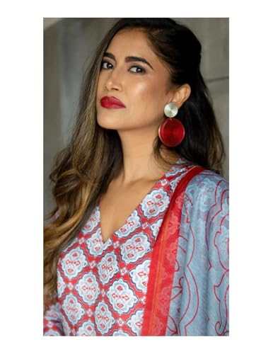 Lookmark Women's Latest Printed Cotton Blend Straight Kurta Pant Dupatta Set (Az-Lm-Og1-Ks2157-Xxl) Red