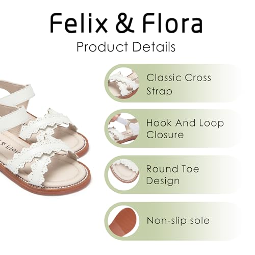 Image of Felix & Flora Toddler Girl Sandals - Little Girl Easter Dress Shoes Lightweight Open Toe Beach Holiday Flats