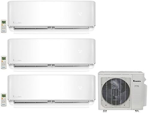 Klimaire 3-Zone Multi-Split Inverter Heat Pump with 3 X 12000 Btu Wall Mount Fan Coils - 208-230V