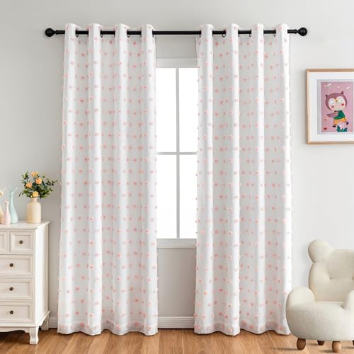 Image of MYSKY HOME Pink Blackout Curtains for Girls Bedroom 84 Inch Long 100% Light Blocking Girls Nursery Curtains for Living Room 2 Panels Privacy Protect Grommet Window Drapes 52W x 84L