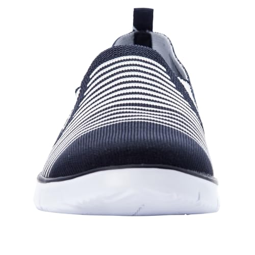 Image of Propet Womens Travel Fit Striped Slip On Sneakers Shoes Casual - Black, Grey