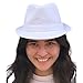 SILVERFEVER Fedora Hats Stingy Short Brim Gangster Cuban Jazz Men Women Hat (White)