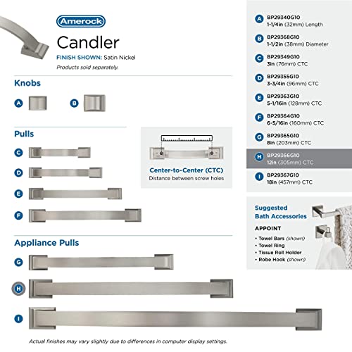 Image of Amerock | Appliance Pull | Satin Nickel | 12 inch (305 mm) Center to Center | Candler | 1 Pack | Drawer Pull | Drawer Handle | Cabinet Hardware
