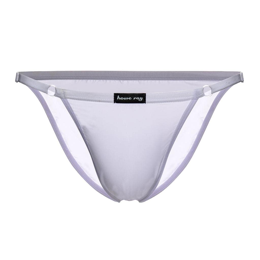4xMens Ice Silk Low Rise Briefs Underwear String Bikini Adjustable White| Comfortable | Breathable | Stretchable-image-28
