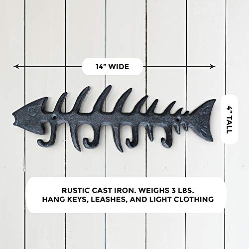 Wallcharmers Large Fish Bone Key, Leash, & Towel Holder | Nautical Home & Wall Decor - Image 4