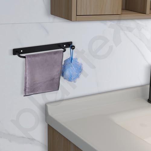 Image of Plantex Towel Holder for Bathroom /Stainless Steel 9 inch Towel Rod /Towel Bar /Towel Hanger /Bathroom Accessories -Pack of 1 (Black)