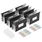 ThinkTex Filing Cabinet Suspension Files, A4 Suspension Expanding Files Organiser with Tabs and Inserts, Hanging Files Folders for Home, Office, School, Work Storage (6 Pack Black)