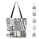 GODWOODS Tote Bag Aesthetic Canvas Handbags with Zipper for Women Travel Shoulder Bags Purses with compartments (Abstract Line)