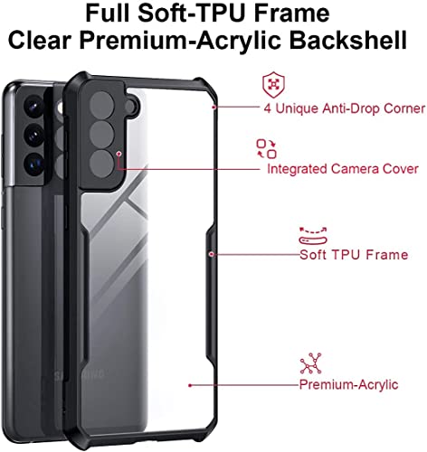 Image of WOW IMAGINE Shock Proof Clear Protective Back Case for Galaxy S21+ - AirEDGE Technology | Full Camera Protection | Back Case Mobile Cover for Samsung Galaxy S21+ S21 Plus - Black