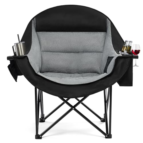 apollo walker Oversized Camping Chair - Extra Wide Heavy Duty 500lbs Camping Chairs for Adults with Cup Holder & Cooler Bag, Folding Lawn Chair for Outdoor, Beach, Park