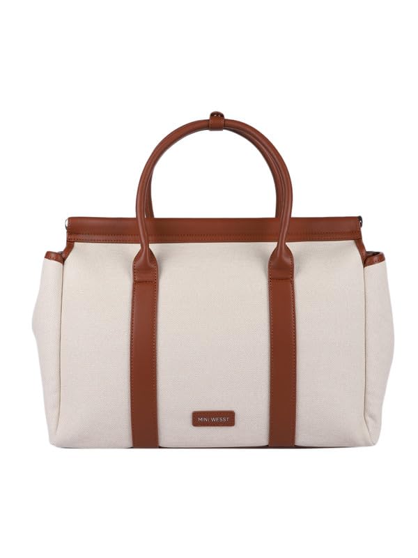 Image of MINI WESST Madeline Classic Tote Bag | Spacious Interior | Lightweight | Vegan Leather | Travel | Shopping | Office | Picnic