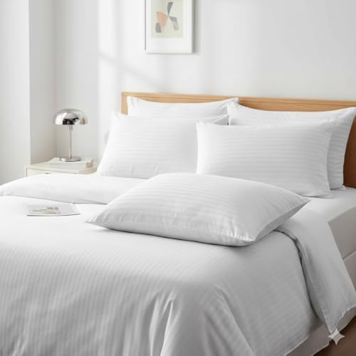 Image of Y & A'M Microfiber Soft White Pillows for Sleeping | Ultra Soft Anti Stress Bed Pillow for Neck Pain Relief for Back, Side & Stomach Sleeper | 68.58x40.64 cm
