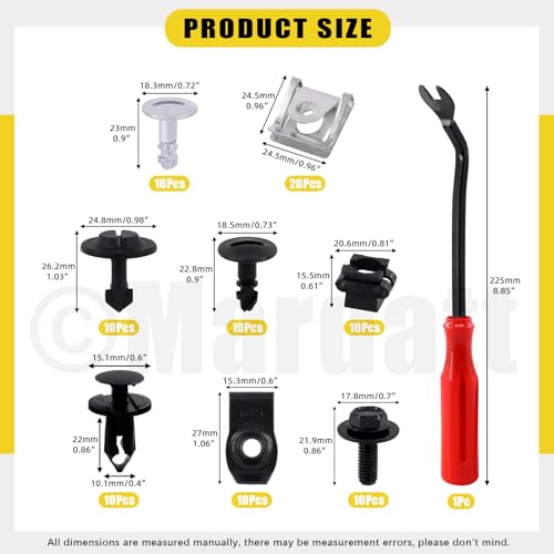 Image of 91pcs Engine Protection Pan Hardware Kit with Fastener Remover, Car Bumper Fender Plastic Rivets Kit Car Engine Under Tray Cover Clips Set Splash Shield Hardware Kit for VW & Audi