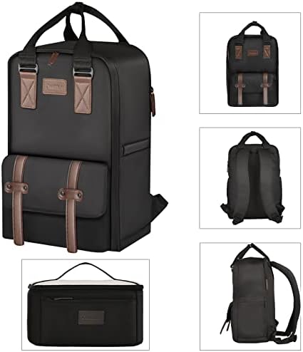 Cwatcun Camera Laptop Backpack, Camera bag for Canon Nikon Sony with Detachable Insert Portable Camera Case fit 15.6" Laptop Waterproof DSLR SLR Mirrorless Photography Bag with Tripod Straps