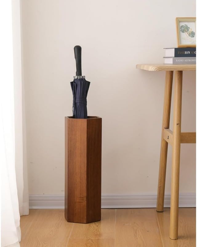 YMZJ木製スリム傘立て - 倒れない、19&times;49cm、トレー付き、玄関用傘スタンド、長傘・野球バット・ゴルフクラブ対応、おしゃれ多