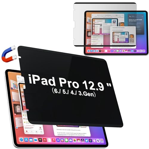 Image of IPROKKO Magnetic Privacy Screen Protector Compatible with iPad Pro 12.9 Inch (6th /5th /4th /3rd Generation, 2022 2021 2020 2018), Removable Anti Blue Light Glare Spy Private Filter Black Security Cover