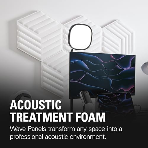 Image of Elgato Wave Panels MK.2 White, Acoustic Foam Panels | Dual-density hexagonal design, Reduces echo and reverberation, EasyClick modular frames, Adhesive and screw mount