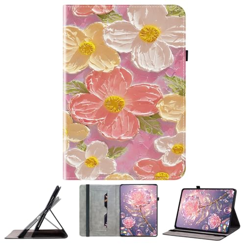 JZ PU Leather Crystal Pattern Wallet Caso para iPad Air 11 (M2/M3/M4) / Air (5th/4th) / Pro 11 (2018/2020/2021/2022) Cubierta Protectora del Soporte   Pink Flower