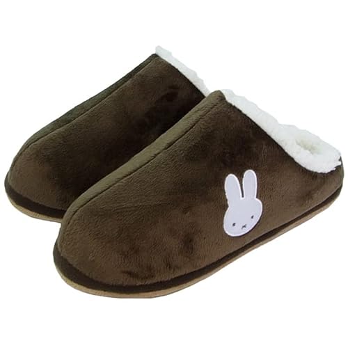 愛和総業 ミッフィー ルームシューズ レディース おしゃれ かわいい 冬用 もこもこ ボア 暖かい ベロア調 スリッパ 室内 W17-DBAV-2 (ブラウン)