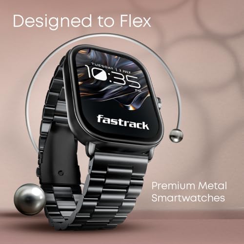 Image of Fastrack Radiant FX2 2.04 inch AMOLED Smart Watch with BT Calling, Voice Assistant, Functional Crown, Metal Alloy Case, 100+ Sports Modes, SpO2, AOD - Smartwatch for Men and Women (Silver)