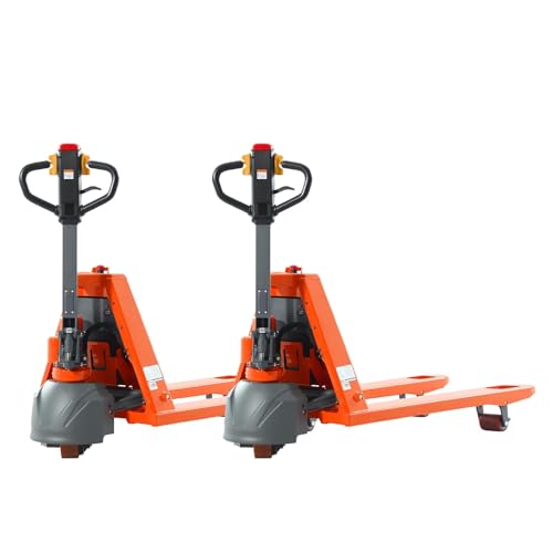 Tory Carrier Classic Electric Power Lithium Battery Pallet Truck/Jack 3300lb Capacity 48" x27" Fork Length Used in Indoor Storage and Handling-Orange Style 2PC