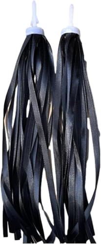 2 Pcs Black Baby Colorful Bicycles Grips Tassels Ribbon,Easy Attach to Handlebar, Kids Rainbow Bike Streamers for Girls Boys (27cm)