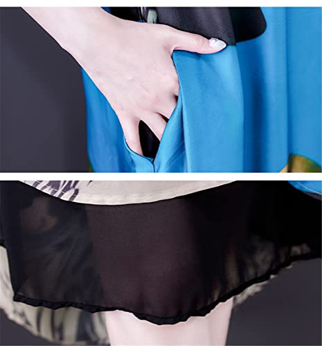 Robe longue en soie de mûrier chic Hdhdeueh bleue taille M - 5
