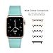 POWER PRIMACY Leather Bands Compatible with Apple Watch Band 38mm 40mm 41mm 42mm-Series 11/10,Genuine Leather Strap Compatible for Women Men iWatch SE Series 11 10 9 8 7 6 5 4 3 2 1(Cyan Blue/Rosegold)