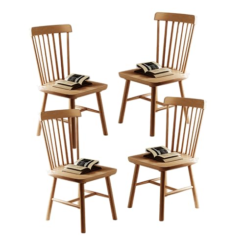 French Country - Juego de 2/4 sillas de comedor de madera maciza sin brazos con respaldo alto para cocina, comedor, sala de estar y restaurante, elegante y duradero