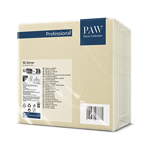 Miniatura 2 de Paw - Servilletas Airlaid 40 X 40 Cm I 50 Piezas I Lisas I Con Aspecto De Tela I Elegante Decoración De Mesa I Horeca I Para Ocasiones Importantes Como Bodas, Fiestas, Navidad I Color: Cream