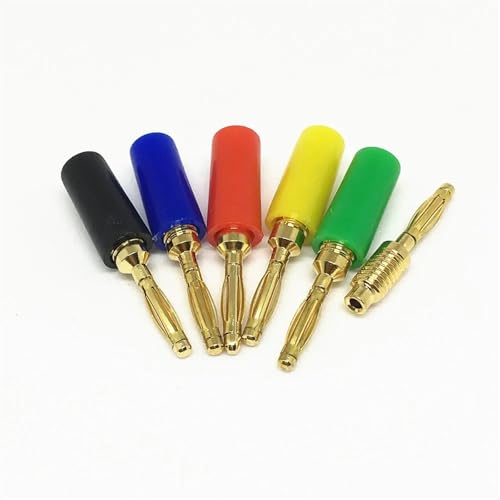 100 conectores banana macho 2mm en cobre con baño de oro miniatura 2