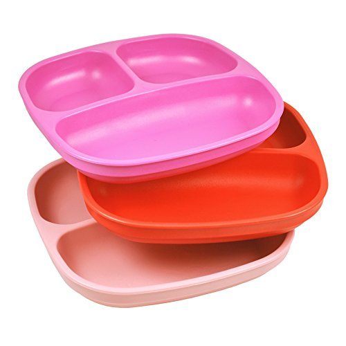 Re-Play Made in USA 3pk Divided Plates with Deep Sides for Easy Baby